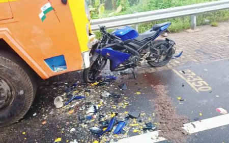 ബൈക്ക് നിർത്തിയിട്ടിരുന്ന ലോറിയിൽ ഇടിച്ച് യുവാവ് മരിച്ചു