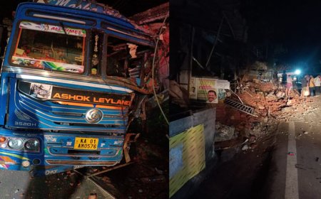 നിയന്ത്രണം വിട്ട ചരക്ക് ലോറി വീടുകളിലേക്ക് ഇടിച്ചു കയറി;ഡ്രൈവര്ക്കും ക്ലീനര്ക്കും പരിക്ക്