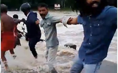 ആലത്തൂരിൽ തടയണയിൽ അകപ്പെട്ട് ബൈക്ക്; കൈകോർത്ത് പിടിച്ച് രക്ഷിച്ച് യുവാക്കൾ