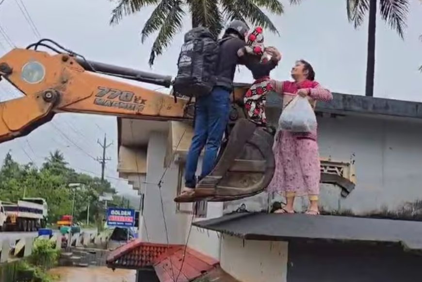 മഴയെത്തുടര്‍ന്ന് വെള്ളക്കെട്ട് : മാനന്തവാടിയിൽ വാടകവീട്ടില്‍ കുടുങ്ങിയവരെ മണ്ണുമാന്തിയന്ത്രം എത്തിച്ച് രക്ഷപ്പെടുത്തി