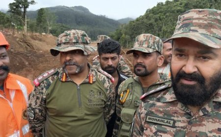 ഉരുൾപൊട്ടൽ താണ്ഡവമാടിയ ദുരന്തഭൂമിയിൽ ആശ്വാസവുമായി മോഹൻലാൽ