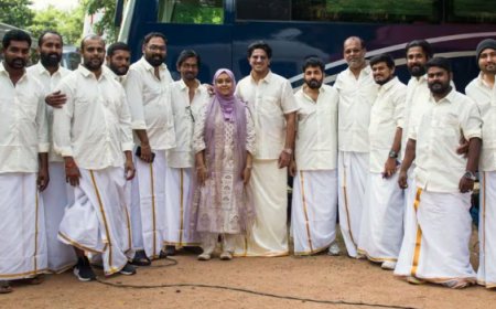 'കാന്ത'യുടെ സെറ്റിൽ നിന്നുള്ള ഓണാഘോഷം ;പരമ്പരാഗത വസ്ത്രങ്ങളിൽ  സെറ്റിൽ ദുൽഖർ സൽമാനും റാണയും