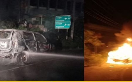 മധുര സ്വദേശികളുടെ കാർ കുട്ടിക്കാനത്ത് കത്തിനശിച്ചു