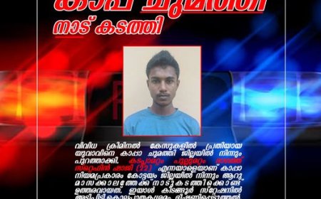 കാപ്പാ ചുമത്തി ജില്ലയിൽ നിന്നും പുറത്താക്കി .