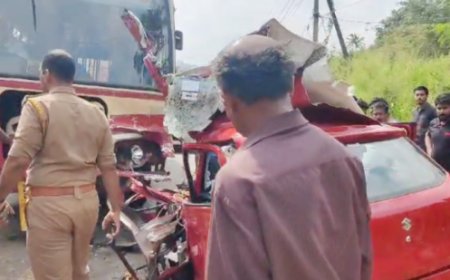 ചടയമംഗലത്ത് കെഎസ്ആർടിസി ബസിലേക്ക് കാർ ഇടിച്ചുകയറി; ഒരാൾ മരിച്ചു