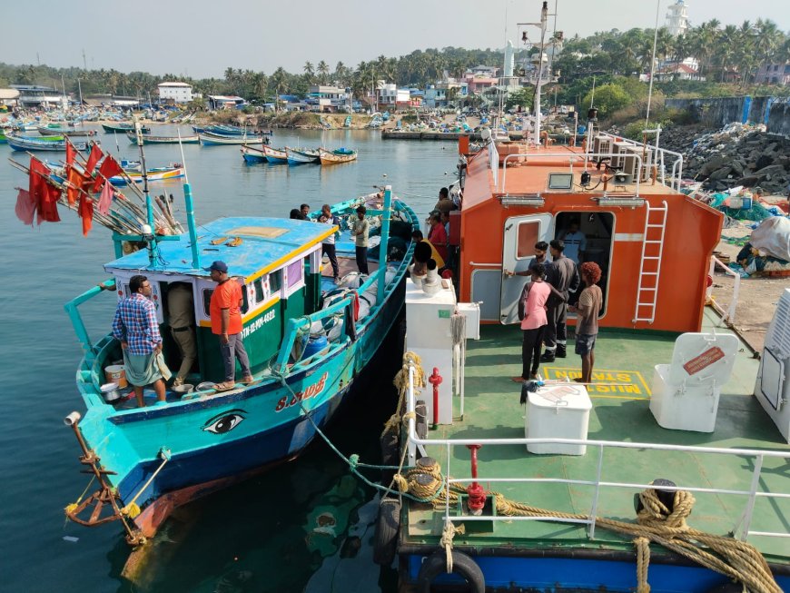 രേഖകളില്ലാതെ മത്സ്യബന്ധനം നടത്തിയ ബോട്ടിനെ പിടികൂടി ഇന്ത്യൻ തീരസംരക്ഷണ സേന