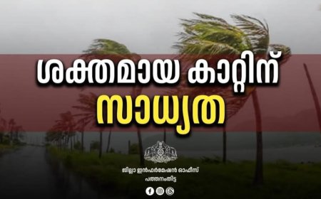 കേരളത്തിൽ മണിക്കൂറിൽ 50 മുതൽ 60 കിലോമീറ്റർ വരെ വേഗതയിൽ ശക്തമായ കാറ്റിനു സാധ്യത: