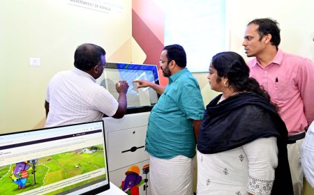 എന്റെ ഭൂമി ഡിജിറ്റൽ സർവെ പദ്ധതിയുടെ ഭാഗമായുള്ള  പോർട്ടലിന്റെ കിയോസ്ക് മന്ത്രി കെ. രാജൻ ഉദ്ഘാടനം ചെയ്തു