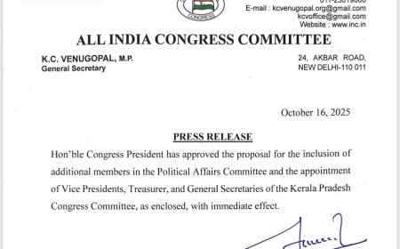 കെപിസിസി; 13 വൈസ് പ്രസിഡന്റുമാർ, 58 ജനറൽ സെക്രട്ടറിമാർ