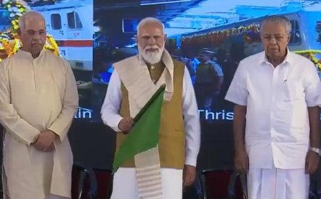 പ്രധാനമന്ത്രി മോദി തലസ്ഥാനത്ത്; അമൃത് ഭാരത് എക്‌സ്‌പ്രസ് ട്രെയിനുകൾ ഫ്‌ളാഗ് ഓഫ് ചെയ്‌തു