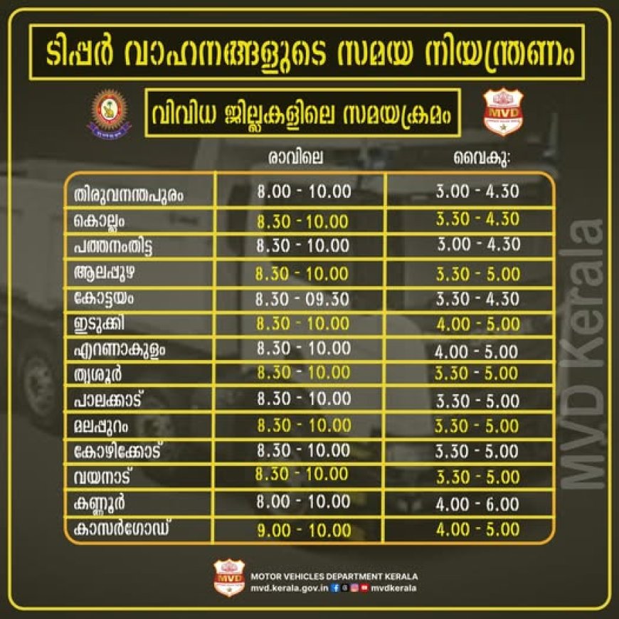 ടിപ്പർ വാഹനങ്ങളുടെ സമയ നിയന്ത്രണം