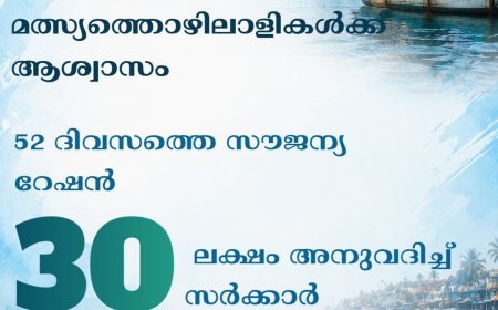 ട്രോളിംഗ് നിരോധന കാലത്ത്  മത്സ്യ തൊഴിലാളികൾക്ക്  52 സൗജന്യ റേഷൻ