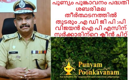 പുണ്യം പൂങ്കാവനം പദ്ധതി ശബരിമല തീർത്ഥടനത്തിൽ തുടരും ,എ ഡി ജി പി :പി വിജയൻ ഐ പി എസിന് സർക്കാരിന്റെ ക്ലീൻ ചിറ്റ്