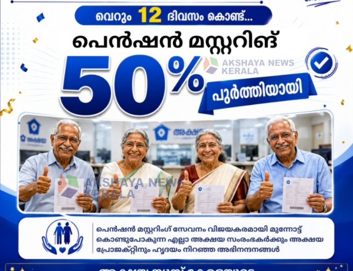 പെൻഷൻ മസ്റ്ററിങ് അക്ഷയ കേന്ദ്രങ്ങളിൽ തുടരുന്നു